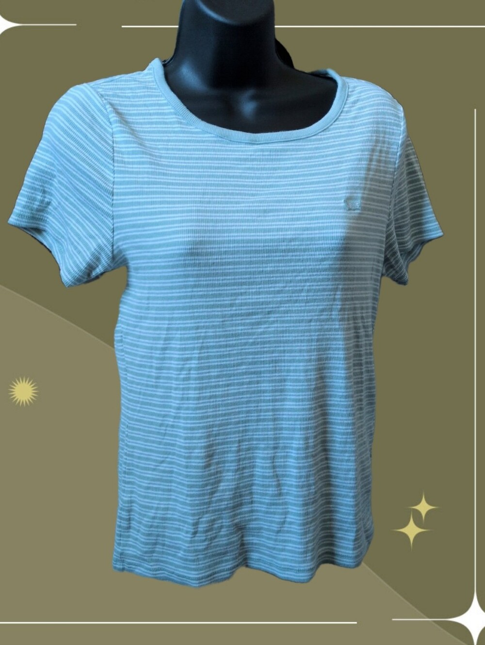 ✨ Levi's Basic Striped Tee In Seafoam Green Size L